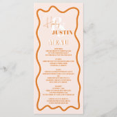 Retro Terracotta-Kurve quiggle wavy Hochzeit Menükarte (Vorderseite)