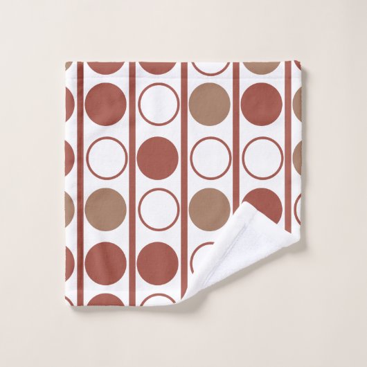 Retro Terracotta Mitteljahrhundert Moderne Dots Mu Badhandtuch Set (Waschlappen)