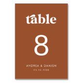 Retro | Terracotta Moderne einfache Minimale Hochz Tischnummer (Rückseite)
