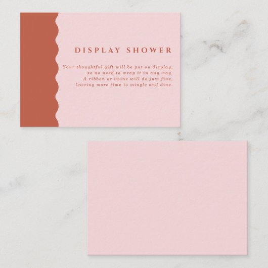 Retro Terracotta & Pink Wavy Display Dusche Begleitkarte (Vorne/Hinten)