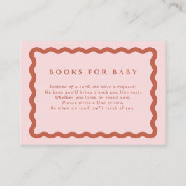 Retro Terracotta & Pink Wavy Frame Bücher für Baby Begleitkarte