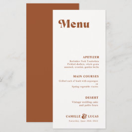 Retro Terracotta Rust Wedding Menu Menükarte