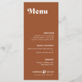 Retro Terracotta Rust Wedding Menu Menükarte (Vorderseite)
