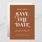 Retro Terracotta Save the Date Card (Vorne/Hinten)