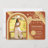 Retro Terracotta Typografie Summer Sun Abschluss Einladung (Vorderseite)