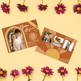 Retro Terracotta Typografie Summer Sun Wedding Save The Date