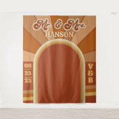 Retro Terracotta Typografy Summer Foto Wedding Wandteppich (Vorderseite)