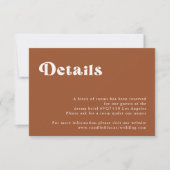 Retro Terracotta Wedding Details Karte (Vorderseite)