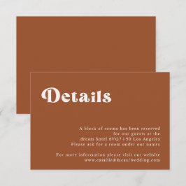 Retro Terracotta Wedding Details Karte