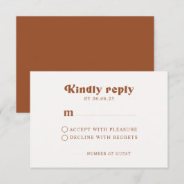 Retro Terracotta Wedding RSVP Card Karte
