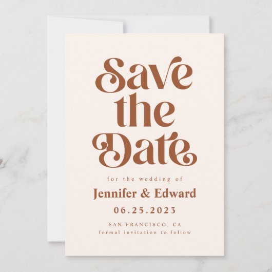 Retro Terracotta Wedding Save The Date (Vorderseite)