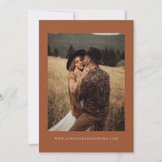 Retro Terracotta Wedding Save The Date (Rückseite)