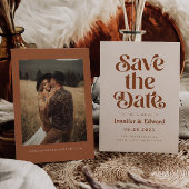 Retro Terracotta Wedding Save The Date
