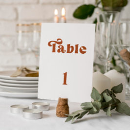 Retro Terracotta Wedding Tischnummer
