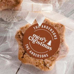 Retro Terracotta Weihnachten Modern Minimal einzig Runder Aufkleber