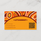 Retro Terracotta Yellow QR Code Boho Chic Groovy Visitenkarte (Rückseite)