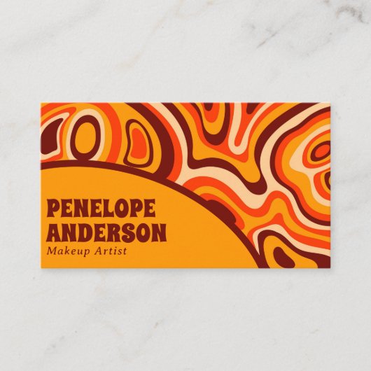 Retro Terracotta Yellow QR Code Boho Chic Groovy Visitenkarte (Vorderseite)