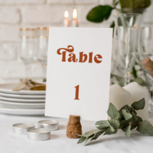 Retro-Terrakotta-Hochzeitstischnummer Einladung