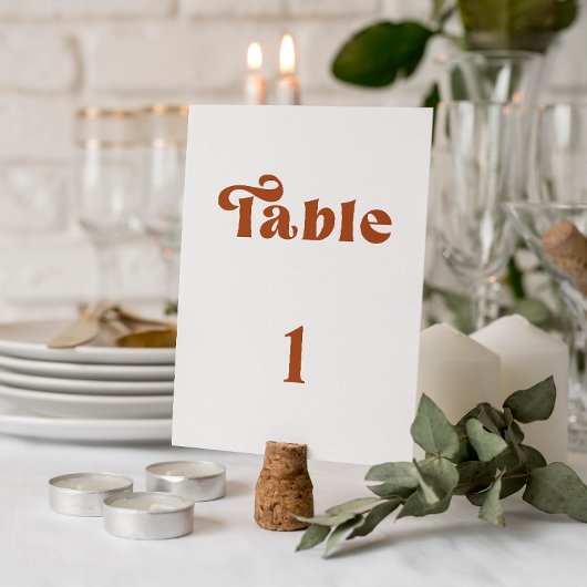 Retro-Terrakotta-Hochzeitstischnummer Einladung