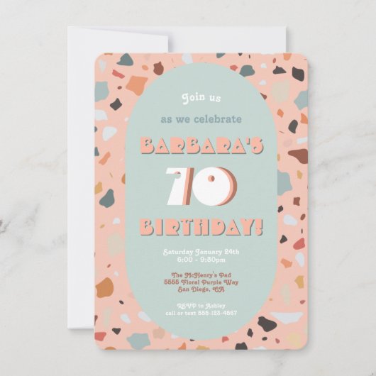 Retro Terrazzo Hippie Boho Birthday Einladung (Vorderseite)