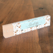 Retro Terrazzo Mosaic Earth Tones Patter Monogram Namensplakette (Seite)