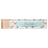 Retro Terrazzo Mosaic Earth Tones Patter Monogram Namensplakette (Vorderseite)