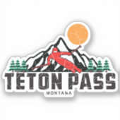 Retro Teton Pass Ski Aufkleber (Vorderseite)