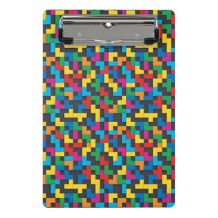 Retro-Tetris-Blöcke Nahtloses Muster Mini Klemmbrett