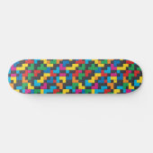 Retro-Tetris-Blöcke Nahtloses Muster Skateboard (Horizontal)
