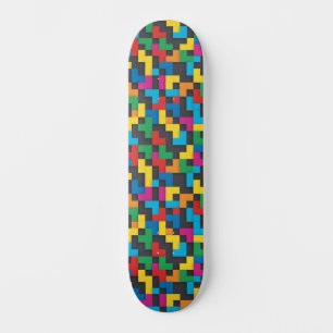 Retro-Tetris-Blöcke Nahtloses Muster Skateboard