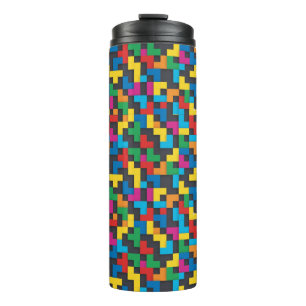 Retro-Tetris-Blöcke Nahtloses Muster Thermosbecher