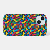 Retro Tetris Blocks Seamless Pattern iPhone 15 Hülle (Rückseite (Horizontal))