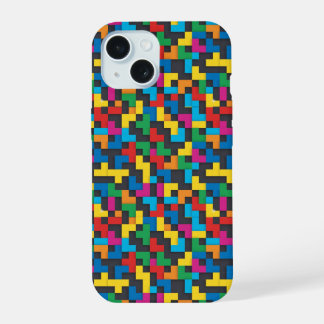 Retro Tetris Blocks Seamless Pattern iPhone 15 Hülle