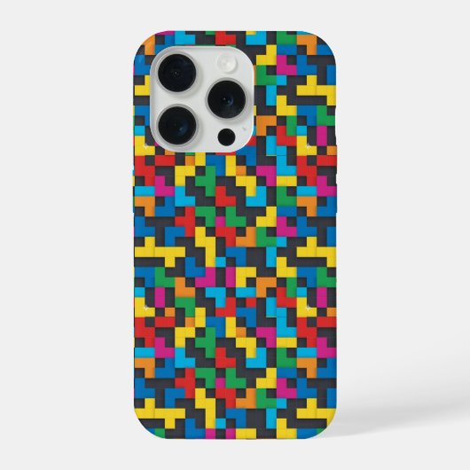Retro Tetris Blocks Seamless Pattern iPhone Hülle (Rückseite)