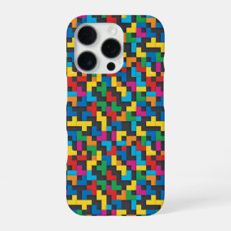 Retro Tetris Blocks Seamless Pattern iPhone 16 Pro Hülle