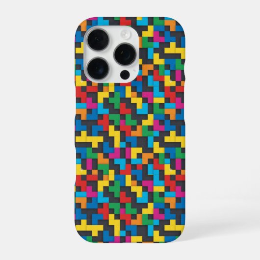 Retro Tetris Blocks Seamless Pattern iPhone Hülle (Rückseite)