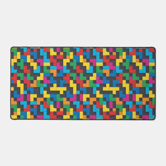 Retro Tetris Blocks Seamless Pattern Schreibtischunterlage (Vorderseite)
