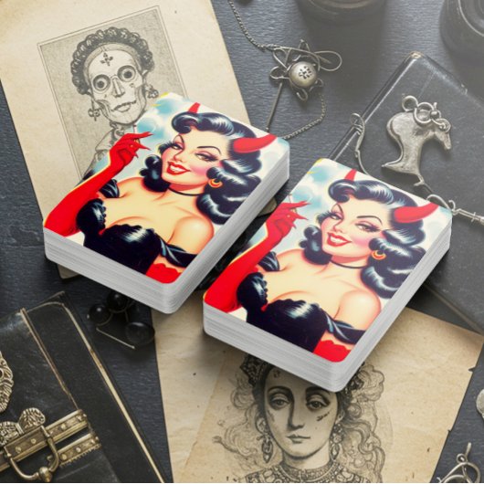 Retro teuflischer Pin-up Spielkarten
