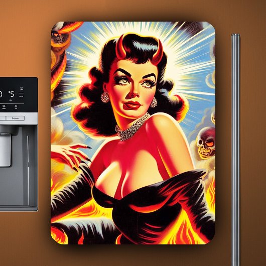 Retro teuflisches Pin-up Magnet