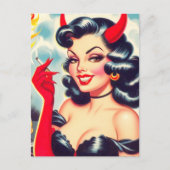 Retro teuflisches Pin-up Postkarte (Vorderseite)