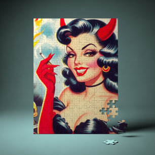 Retro teuflisches Pin-up Puzzle