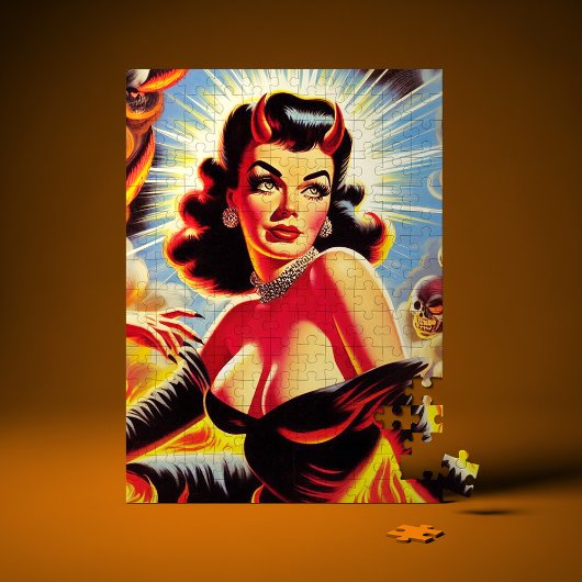 Retro teuflisches Pin-up Puzzle