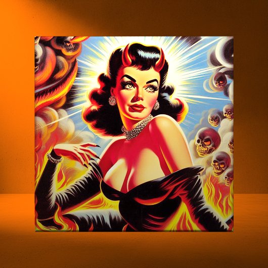 Retro Teuflisches Pinup Fliese