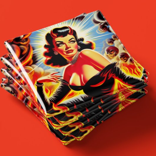 Retro teuflisches Pinup Magnet