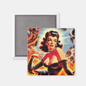 Retro teuflisches Pinup Magnet (Vorderseite/Rückseite)