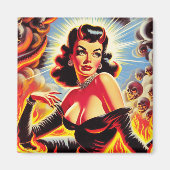 Retro teuflisches Pinup Magnet (Vorne)