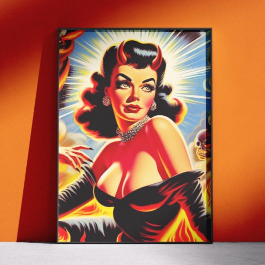 Retro teuflisches Pinup Poster
