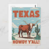 Retro Texas Classic Cowboy Longhorn Postkarte (Vorne/Hinten)