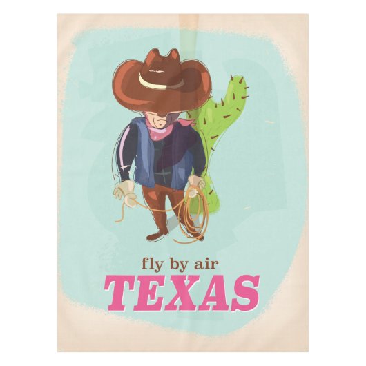Retro Texas Cowboy Reiseplakat Tischdecke (Vorderseite)