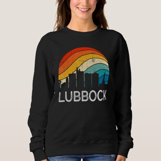 Retro Texas Lubbock Skyline Vintage Urban Skyscrap Sweatshirt (Vorderseite)